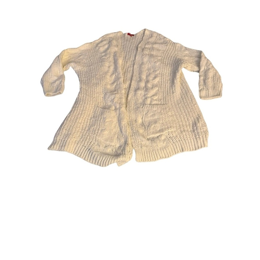 Guess Womens Cream White Cable Knit Open Front Cardigan Sweater XL NWOT